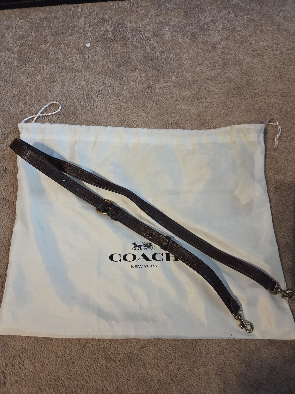 Coach Adjustable Leather Crossbody Strap in Dark Brown